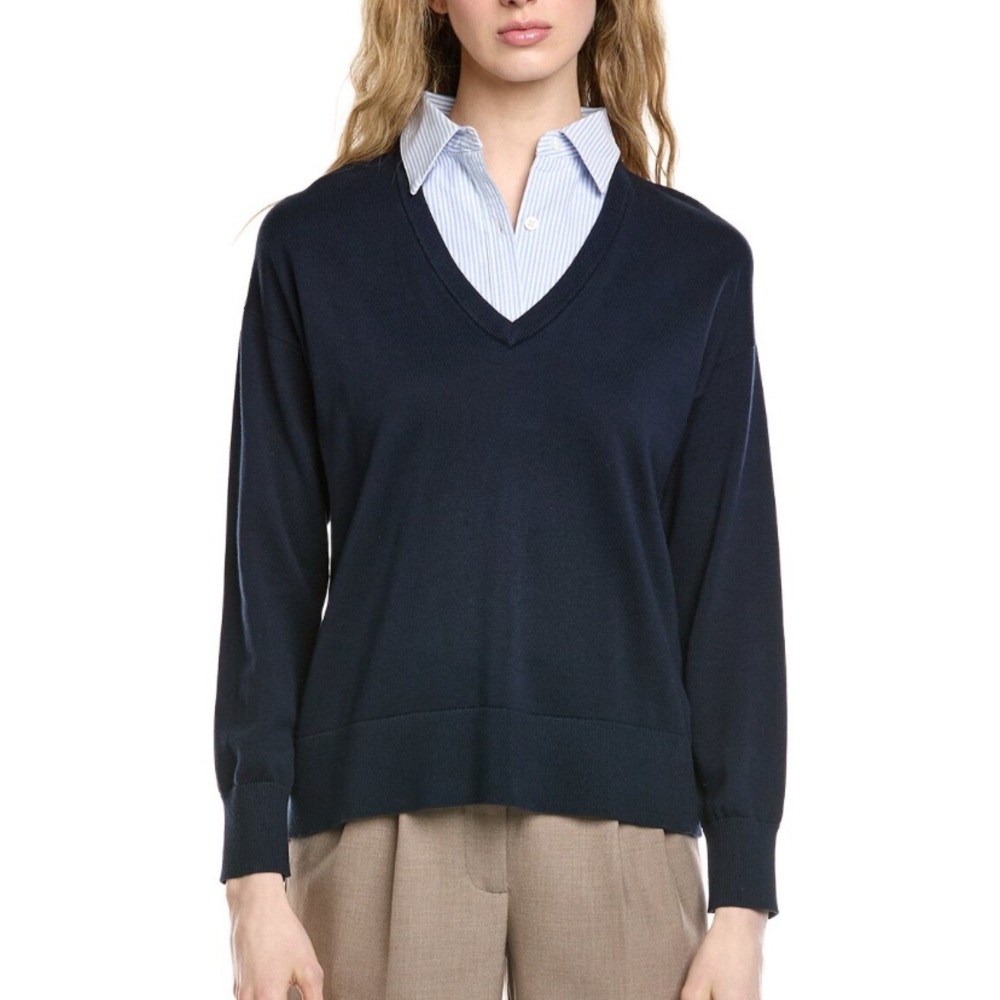 Brooks Brothers V-Neck Navy Women's Sweater
